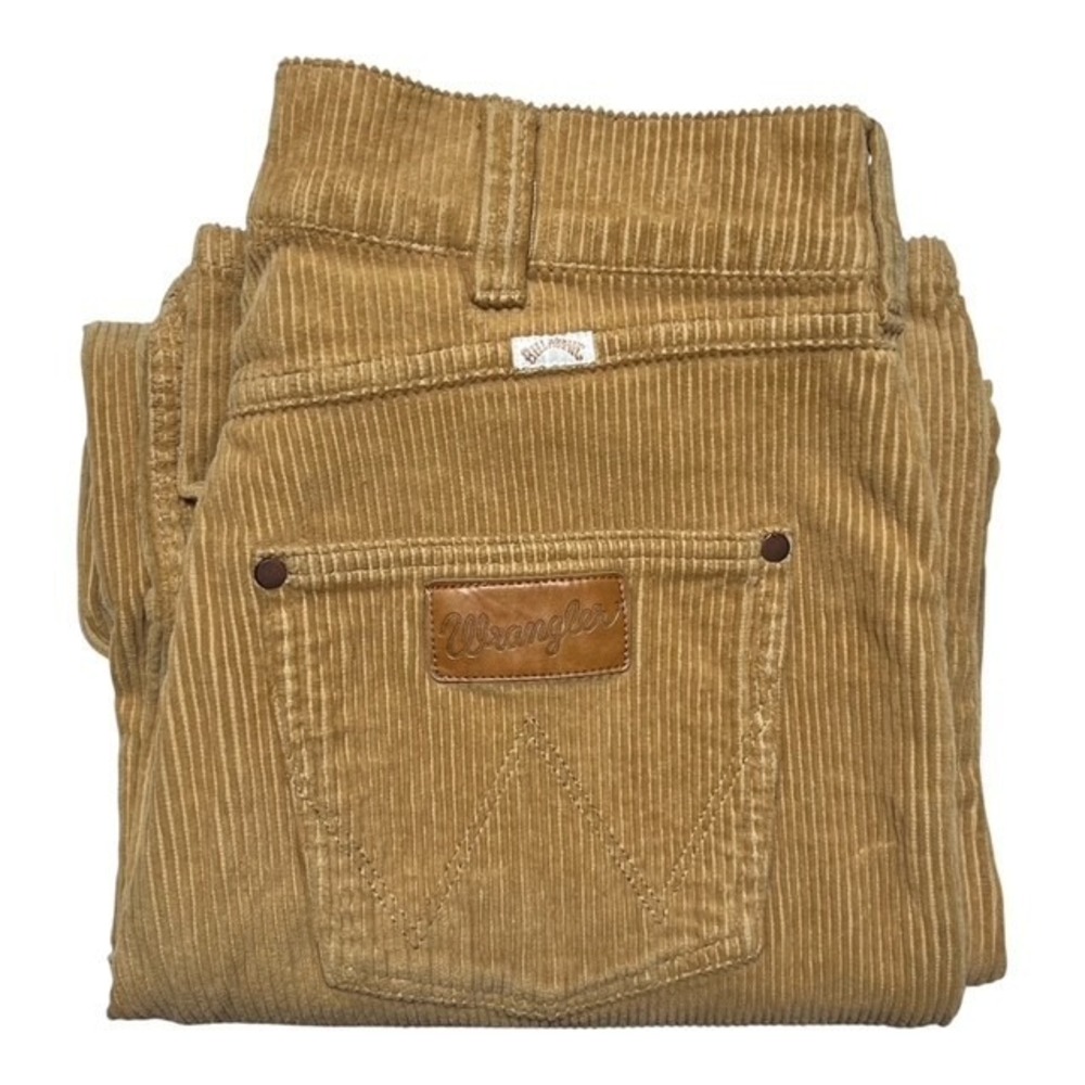 Billabong X Wrangler Women's Sz 31x28 Corduroy Wide leg Retro Pants Gold-1955